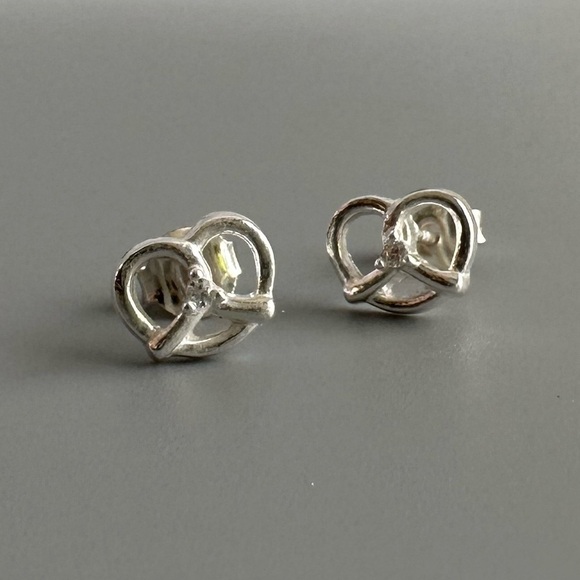 Sterling Silver CZ Pretzel Studs - Picture 5 of 5
